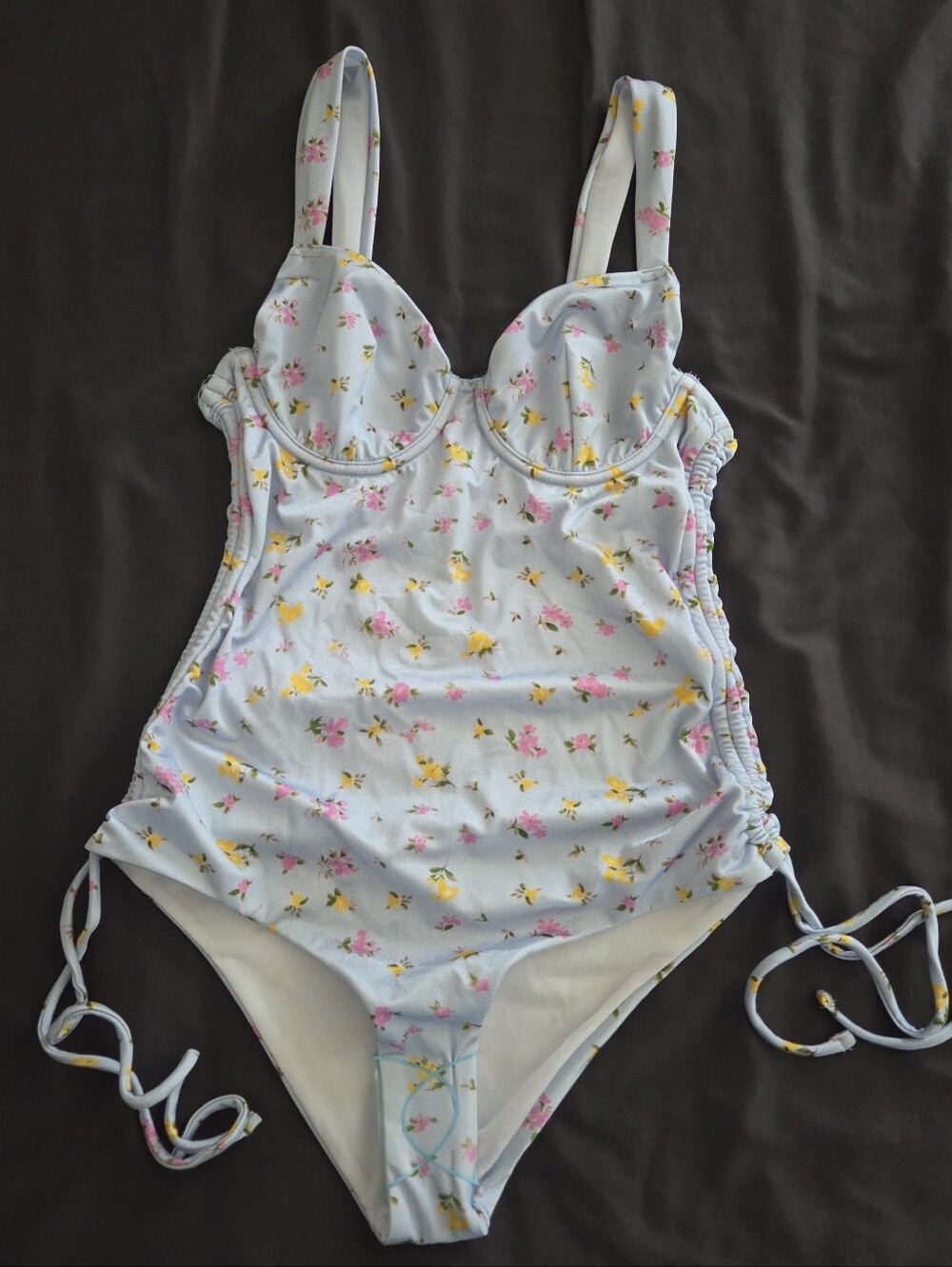NWT ASOS Design Light Blue Floral One-Piece Swimsuit